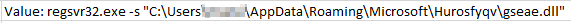 Figure 12 Path and Run key value of observed DLL